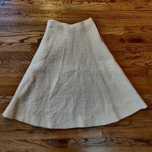 OAK + FORT Textured Wool Cream A-Line Skirt